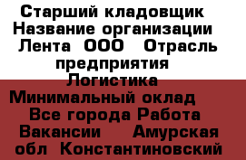 Старший кладовщик › Название организации ­ Лента, ООО › Отрасль предприятия ­ Логистика › Минимальный оклад ­ 1 - Все города Работа » Вакансии   . Амурская обл.,Константиновский р-н